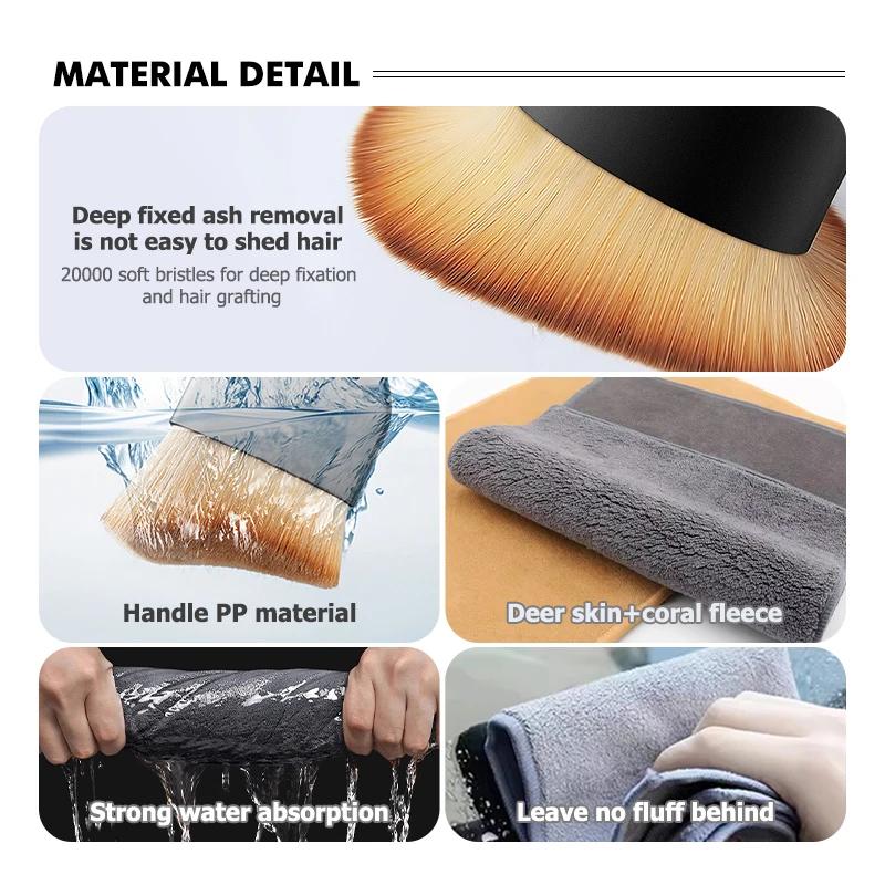 Car Interior Cleaning Tools Microfiber Wash Towels Cleaning Brush For Alfa Romeo GT Stelvio F1 Brera Volante Tonale Gloria Disco