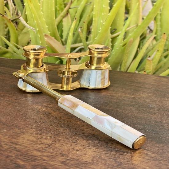 Brass Opera Glasses I Mother of Pearl Accents Binocular I Functional Vintage Opera Glasses I Grandfather Gift, Travel Gift, Christmas Gift