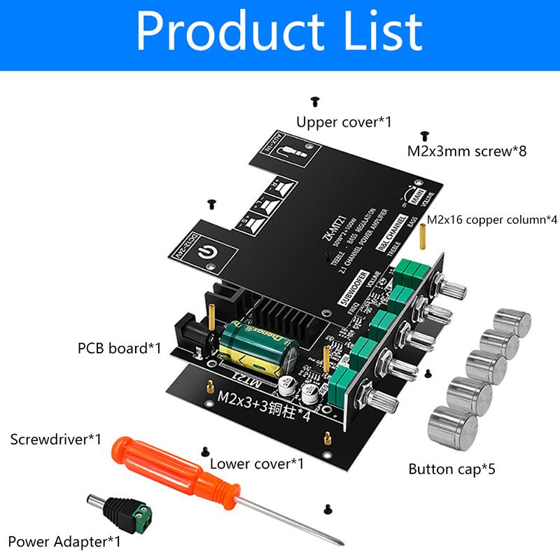 1 шт. Zk-Mt21 2X50 Вт + 100 Вт 2,1-канальный Bluetooth 5,0 сабвуфер цифровой басовый усилитель