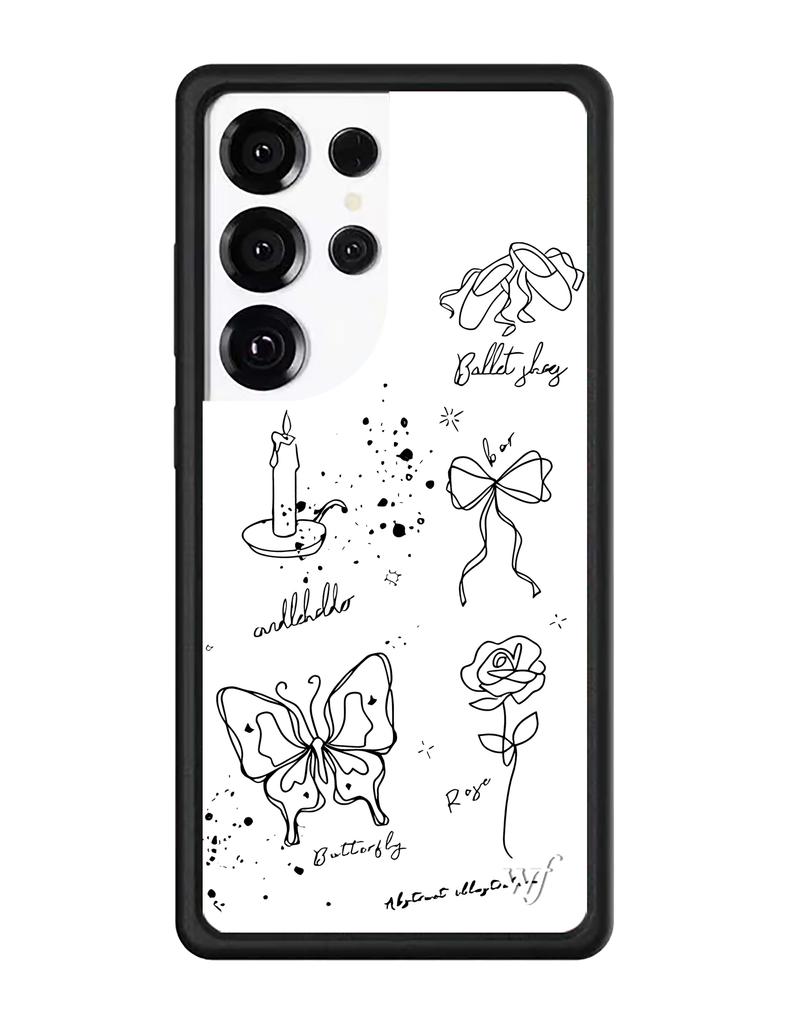 Чехол для телефона в стиле WildFlower с милым мультяшным цветочным принтом для Samsung Galaxy S23 S24 S25 Ultra Черная рамка Ударопрочный Защитный