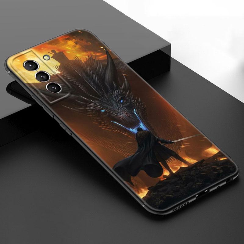 Дракон Мать Престолов Черный силиконовый чехол для телефона Samsung Galaxy S23 S21 S20 FE S24 S22 Ultra S10E S10 S9 S8 Plus