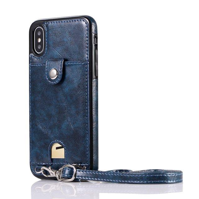 Кожаный чехол с ремешком для Iphone 14 13 12 11 Pro Max Mini Xr X Xs 6 6s 7 8 Plus, держатель для карт, кошелек из искусственной кожи, универсальный чехол