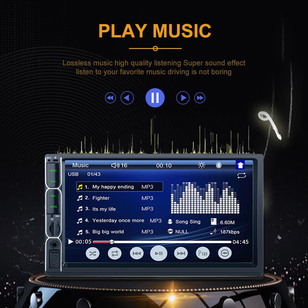 Автомобильный радиоприемник REAKOSOUND 2 din, 7 дюймов, HD, авторадио, мультимедийный плеер, 2DIN, сенсорный экран, автозвук, автомобильная стереосистема, MP5, Bluetooth, USB, TF, FM-камера 7013