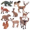 10Pcs Forest Animal Static Ornament Simulation Male Moose Raccoon White Tail Deer Brown Bear Red Fox Rabbit Model