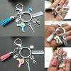 1PC Keychain Comb with Tassel Hairdressing Tool Scissors Key Buckle Mini Hairdressing Hair Dryer Hairstyle Gift