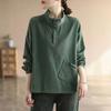 Autumn Korean Fashion   Sports Chic Vintage Casual Shirt Women Young Style Solid Color Long Sleeve High Neck Pocket Button Top