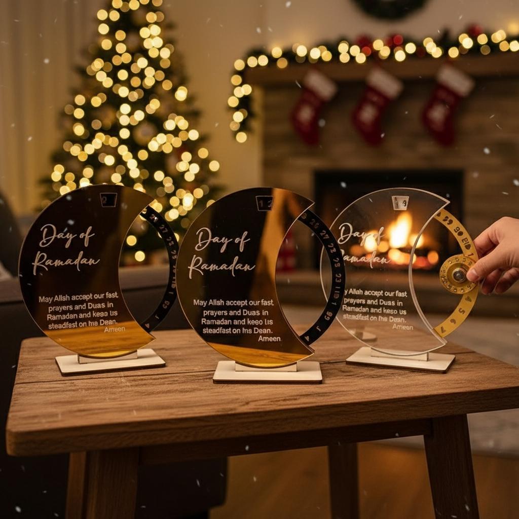 Элегантный акриловый Рамадан Адвент Календарь Обратного Отсчета Прочная Вращающаяся Конструкция 30-дневный Трекер для Празднования Ид Гостиная Офис