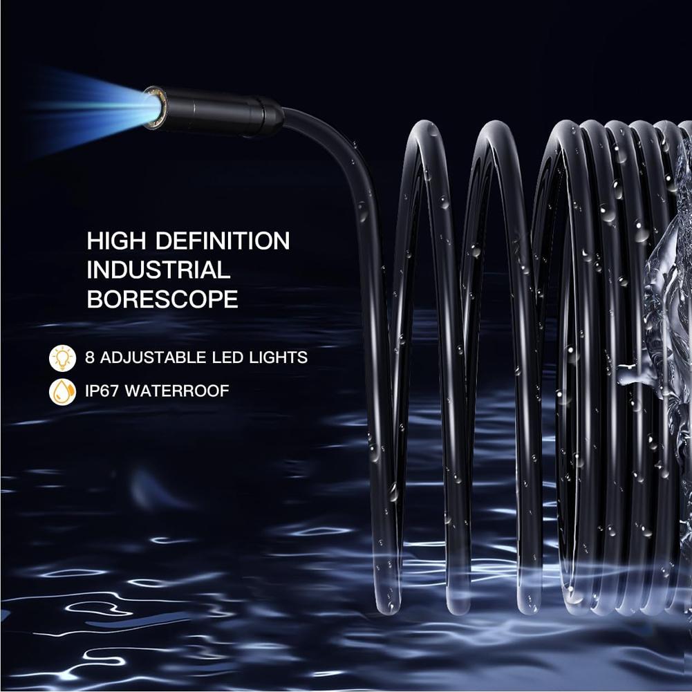 HD 1080P промышленная эндоскопическая камера 4,3-дюймовый IPS экран канализационный инспекционный бороскоп IP67 водонепроницаемый объектив 8 мм для ремонта автомобильных труб