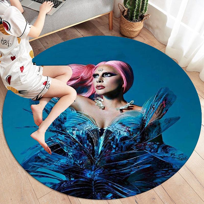 Круглый ковер Lady Gaga, Ковер для гостиной, спальни, дивана, игровой комнаты, Декор, Нескользящий коврик для пола