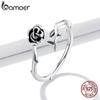 BAMOER 925 Sterling Silver Symbol of Love Exquisite Rose Adjustable Rings for Women Fine Jewelry