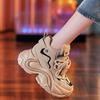 Height Increasing Insole Women's Shoes Authentic Leather Clunky Sneakers Spring New All-Matching Platform Shoes Thick Sole Lightweight Casual Sneaker