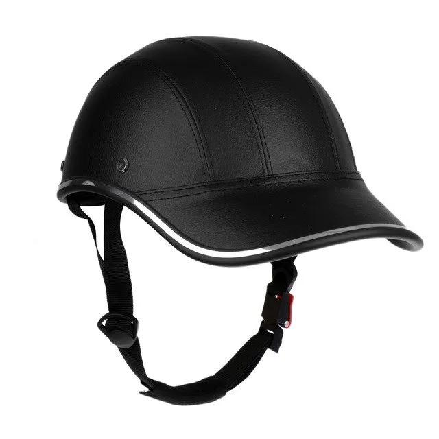 Bicycle Helmets Baseball Cap Motocross Electric Bike ABS Leather Cycling Safety Helmet with Adjustable Strap for Adult Men Women