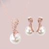 1 Set Lady Earrings Anti-allergy Shiny Rhinestone Imitation Pearl Earrings Necklace Set Gift