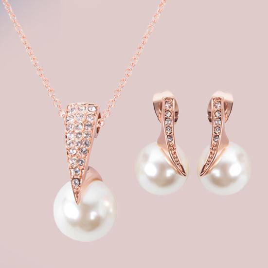 1 комплект, женские серьги, антиаллергенные блестящие серьги с имитацией жемчуга со стразами, комплект ожерелья, подарок