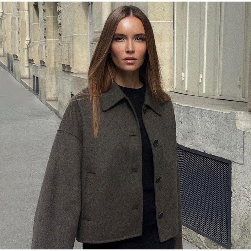 Укороченная куртка осень-зима для женщин, короткое пальто, твидовая куртка на молнии, укороченная демисезонная куртка для женщин, новинка в верхней одежде