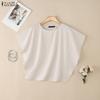 ZANZEA Women Casual Round Neck Summer Short Sleeve Blouse