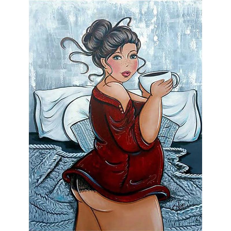 5D алмазная живопись толстая леди полная круглая дрель мультфильм алмазная вышивка толстая женщина картина скандинавская картина Декор для ванной комнаты