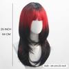 Red and Black Gradient Wavy Long Straight Hair Fiber Synthetic Wig Valentine's Day Anime Party Cosplay
