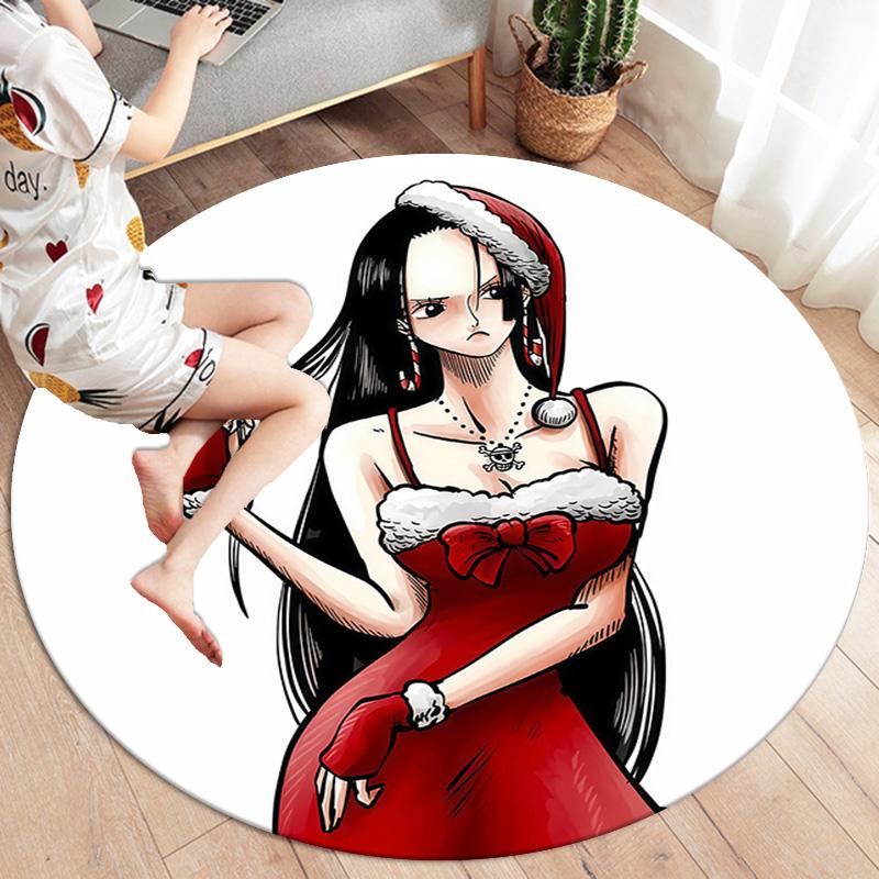 One Piece Boa Hancock Round Area Rug Carpet Rug For Living Room Bedroom Sofa Playroom Decor Nonslip Floor Mat