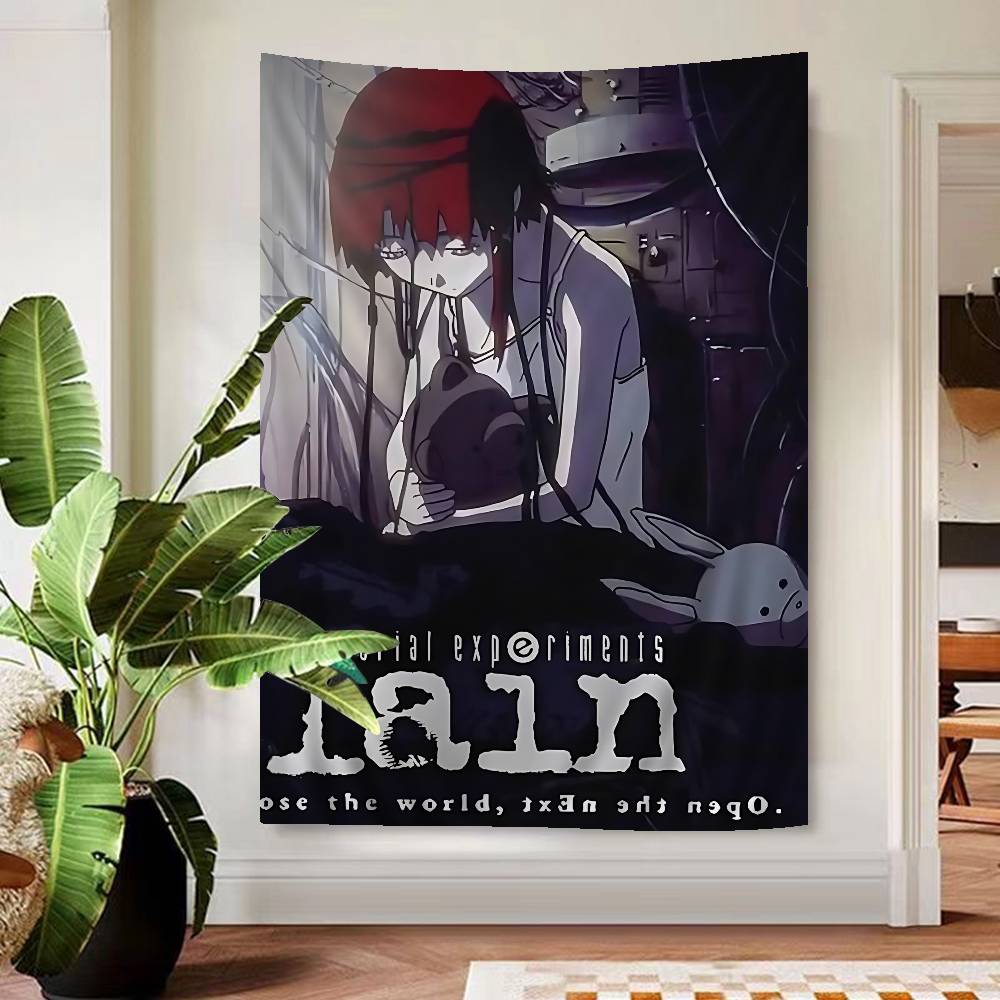 Hot L-Lain Anime Tapestry Home Decoration Unique Cyberpunk Wall Hanging For Bedroom/Living Room, Perfect For Anime & Sci-Fi Fans