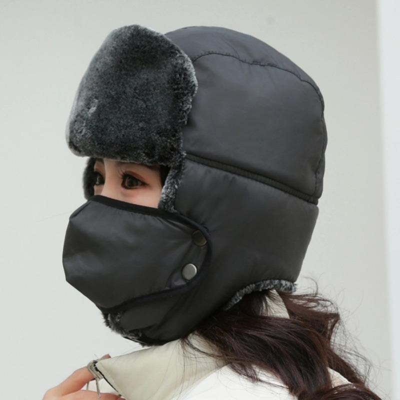 Winter Large Men's Outdoor Cycling Thermal Hat, Windshield and Cold Hat, Thickened and Enlarged Ear Protection Cotton Hat