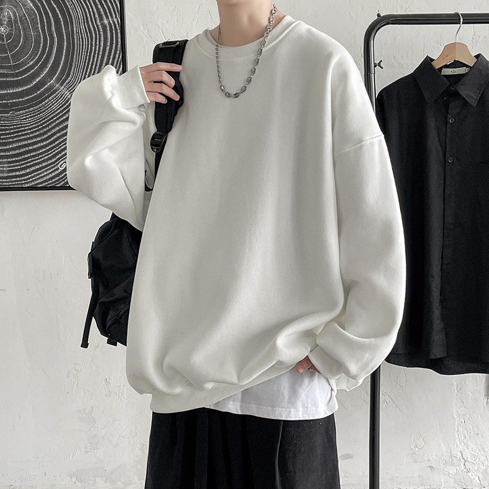 Мужская свободная толстовка с круглым вырезом в гонконгском стиле - тренд весны/осени, большой размер, цветной низ сверху