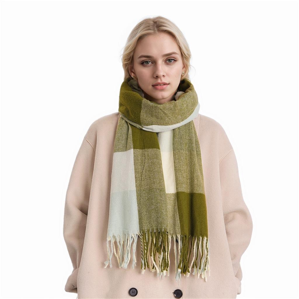 Ladies Ethnic Retro Sassel Head Cape Thick Color Striped Shawl Scarf