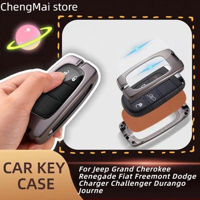 Кожаный чехол для ключей из цинкового сплава для Jeep Grand Cherokee Renegade Fiat Freemont Dodge Charger Challenger Durango Journey