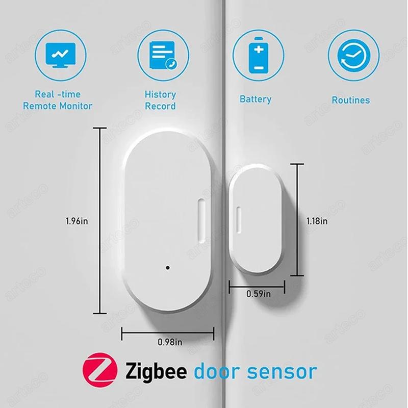 Zigbee Датчик открытия двери/окна Сигнализация взлома Магнитный Сигнал Умная жизнь Детектор контакта Работает с шлюзом Z2MQTT Автоматизация