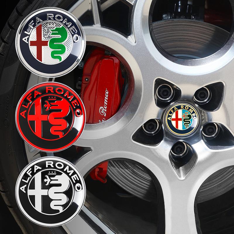 DCLLR1 4Pcs Car Emblem Wheel Hub Center Cover Car Accessories For Alfa Romeo 156 159 147 4C 8C 166 Giulia Giulietta Mito Stelvio Spider