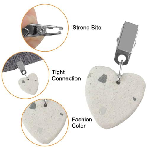 Morobor Tablecloth Weight Clips, 6 Heart-Shaped Stone Tablecloth Weights with Metal Clips for Outdoor Picnics and Family Dinner Table Decorations