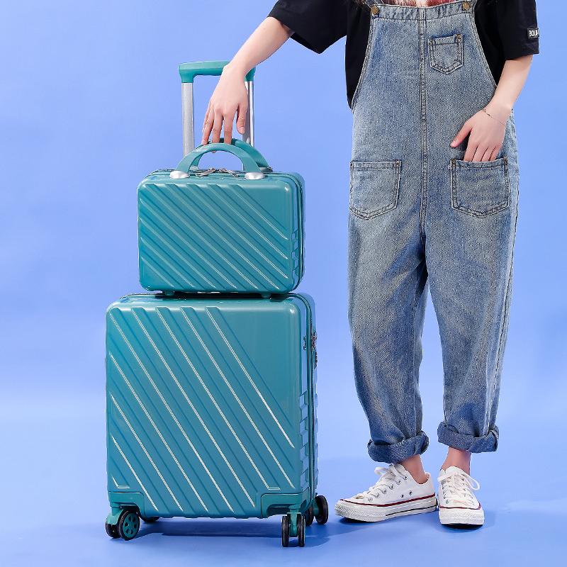 Дорожный чемодан 18 дюймов 20 дюймов, ручная кладь на колесиках, сумка на колесиках, женский багажный набор с модной косметичкой