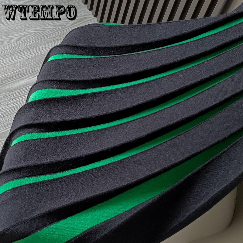 2023 Женская вязаная юбка до половины тела, женская темпераментная высокая талия, цвет по буквам, длинная плиссированная юбка с абзацем