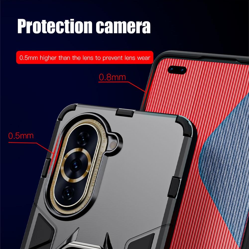 KEYSION Противоударный защитный чехол для Huawei P60 Pro P60 Art Silicone + PC Ring Stand, чехол для телефона для Huawei Nova 11 Pro 11i 10 SE