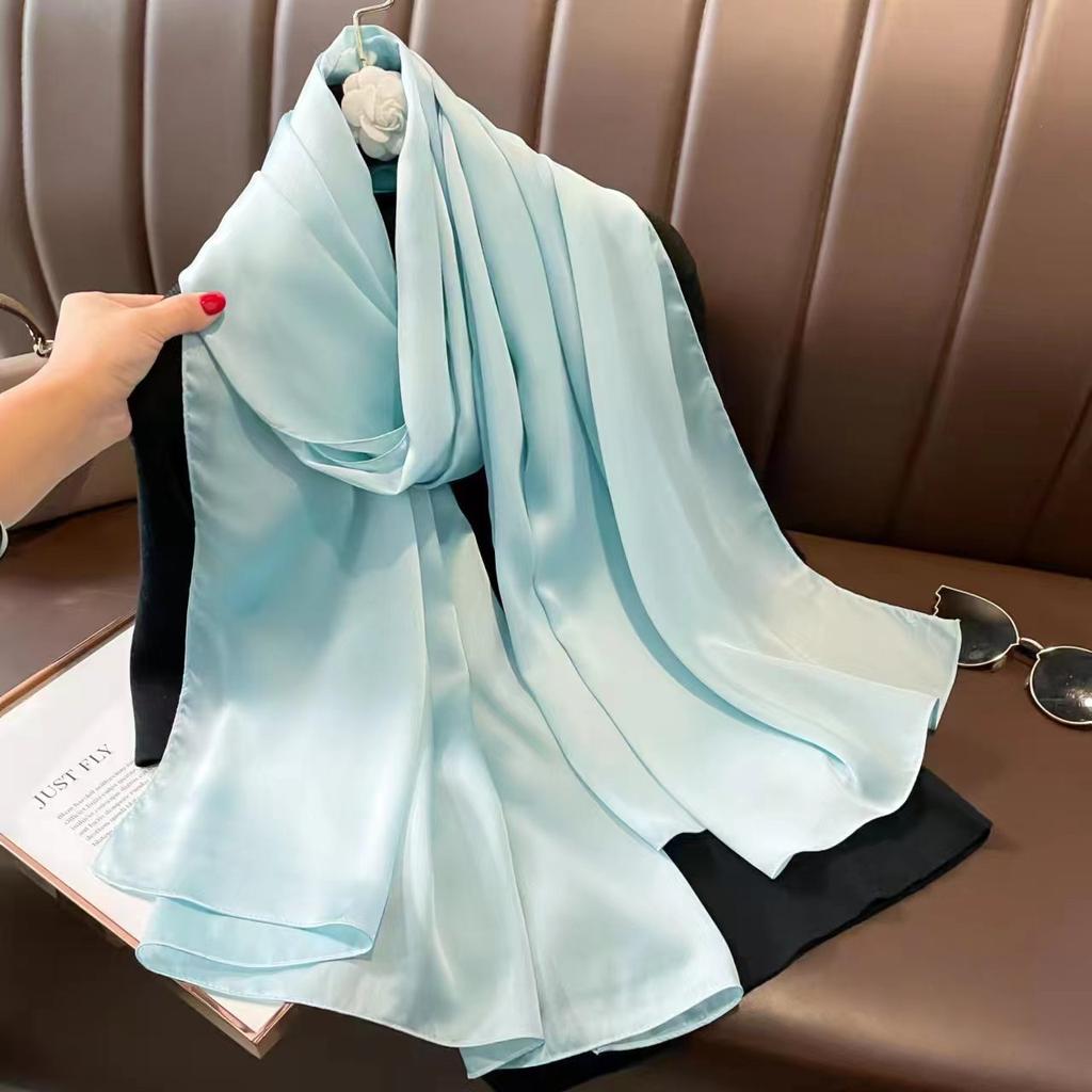 New Solid Colour Anti-silk Scarf Spring and Autumn Sunscreen Beach Towel Female Silk Scarf Outside the Air Conditioning Shawl