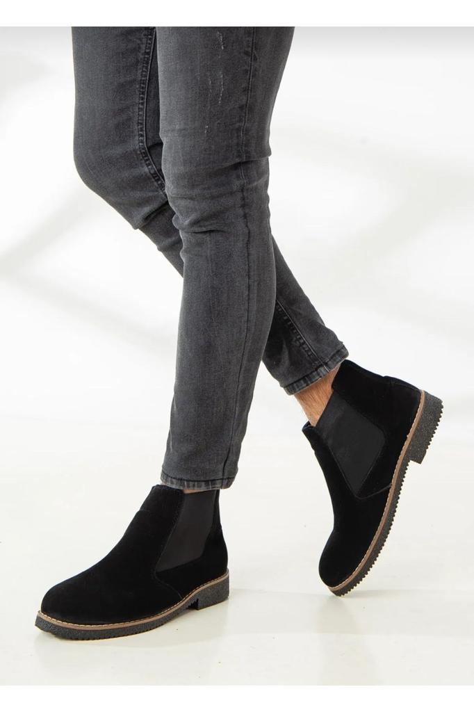 Men's Fashion Suede Flat Heeled Booties Bootie Chelsea Daily Black Suede Boots Shoes