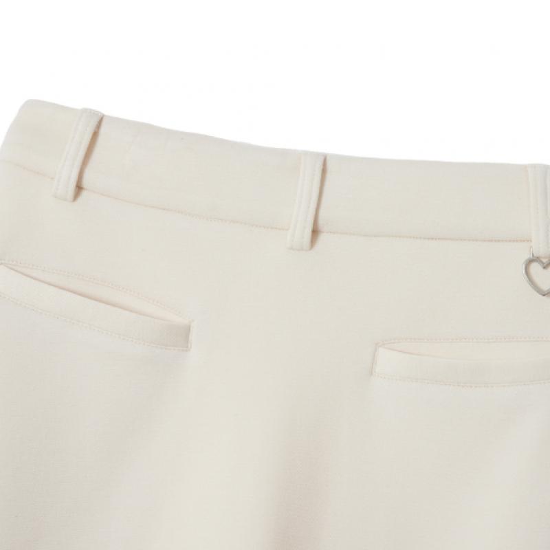 Goxo Metal Heart Flare Skirt Cream