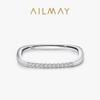 Ailmay Серебряные 925 пробы Минималистичные Квадратные Кольца с Цирконием для Женщин Девушек Свадебной Вечеринки Аксессуары Украшения