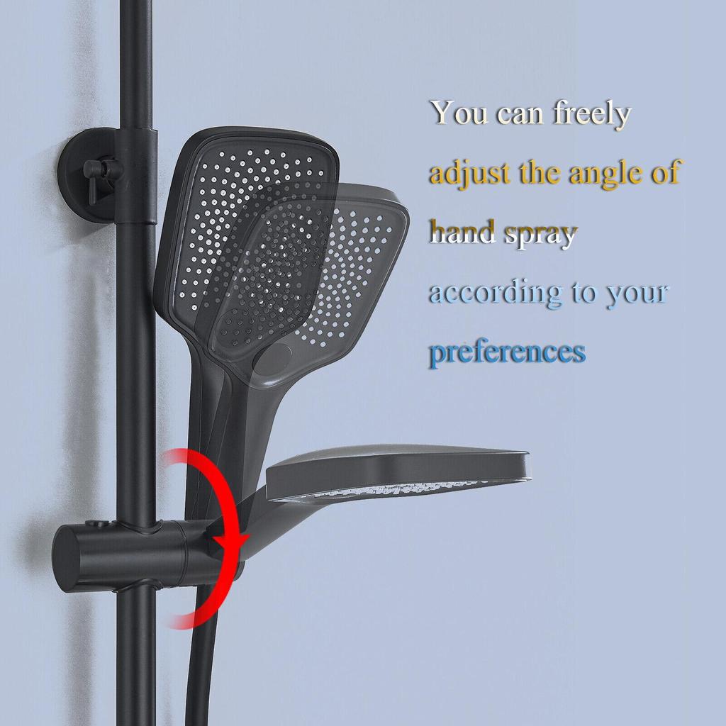 Shower Faucet Set Digital Display 4 Function Piano Key Rainfall Shower Combo Set