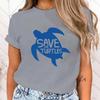 (Premium T-shirt)New Funny Protect The Ocean Save A Turtle Printed T-Shirts Fashion Women Short Sleeve Cool Summer Casual Tops