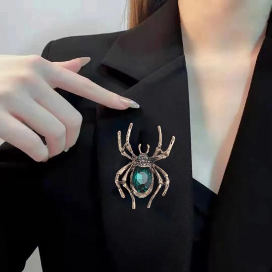 Ретро брошь-паук для женщин, искусственный кристалл, стразы, эффектное насекомое, костюм, брошь в пальто, булавка, аксессуары для костюмов на Хэллоуин, ювелирные изделия, подарок