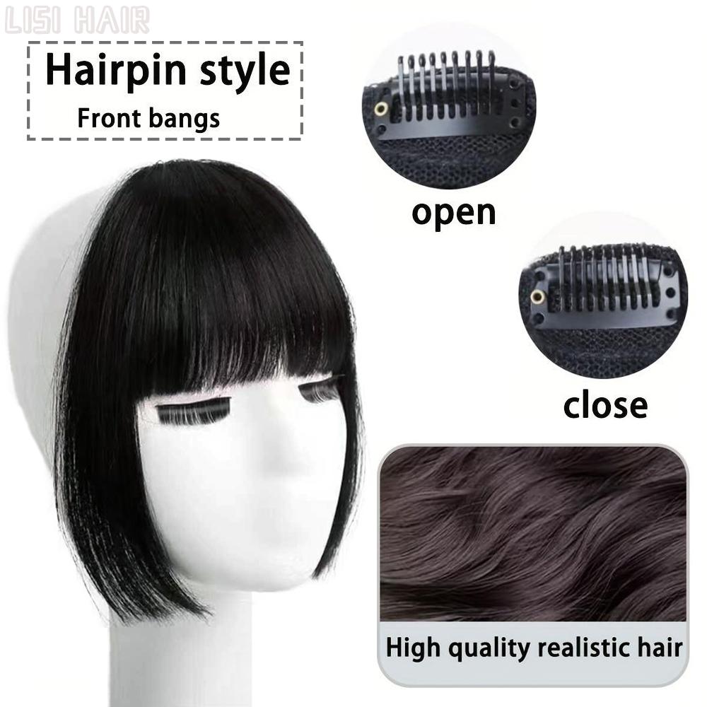 MISS WIG Синтетическая воздушная челка, заколка для волос, наращивание волос, длинные и широкие бакенбарды, натуральный зажим для парика с челкой