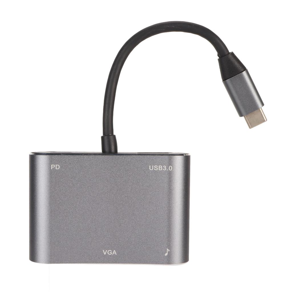 5 in 1 Docking Station Type C to VGA 4K HD Multimedia Interface 3.5mm USB3.0 87W PD Aluminum Alloy for Phone Computer