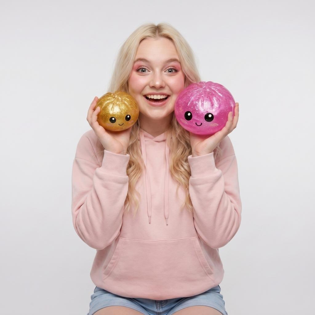 Сквиш-пельмень со световой функцией в Mystery Box. Мягкая игрушка-сжималка для снятия стресса, сенсорная игрушка для детей и взрослых. Коллекционная.