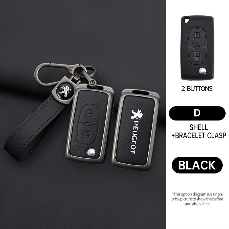 Zinc Alloy Car Key Case Cover Protection Shell For Peugeot 107 207 307 307S 308 407 607 807 3008 5008 Auto Key Bag Accessories