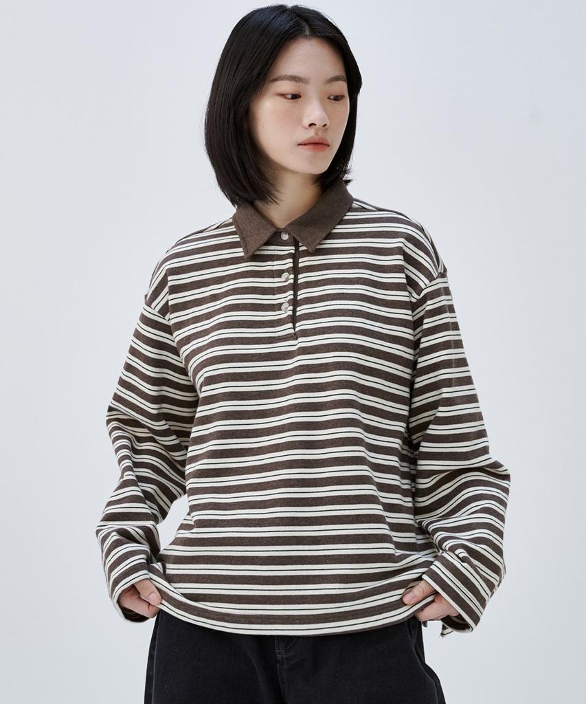 MALOUPE 5113 Striped Terry T-Shirt (Brown)