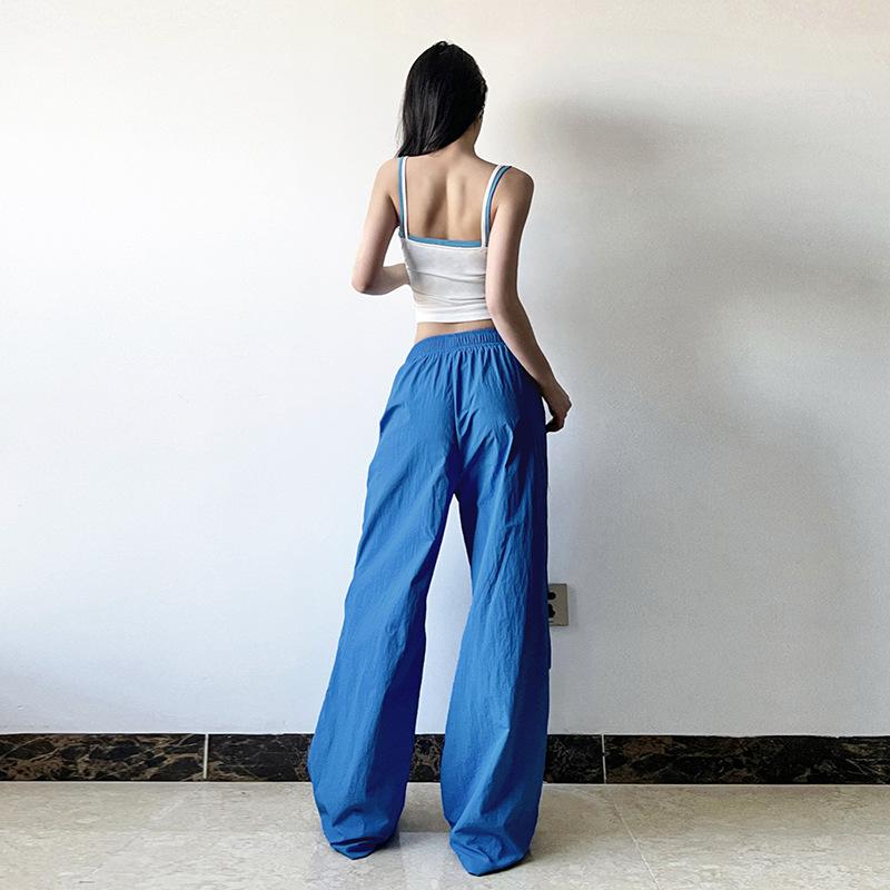 Модные женские эластичные брюки с высокой талией и буквенным принтом, свободные повседневные уличные модные простые универсальные тканые брюки, комплект жилетов