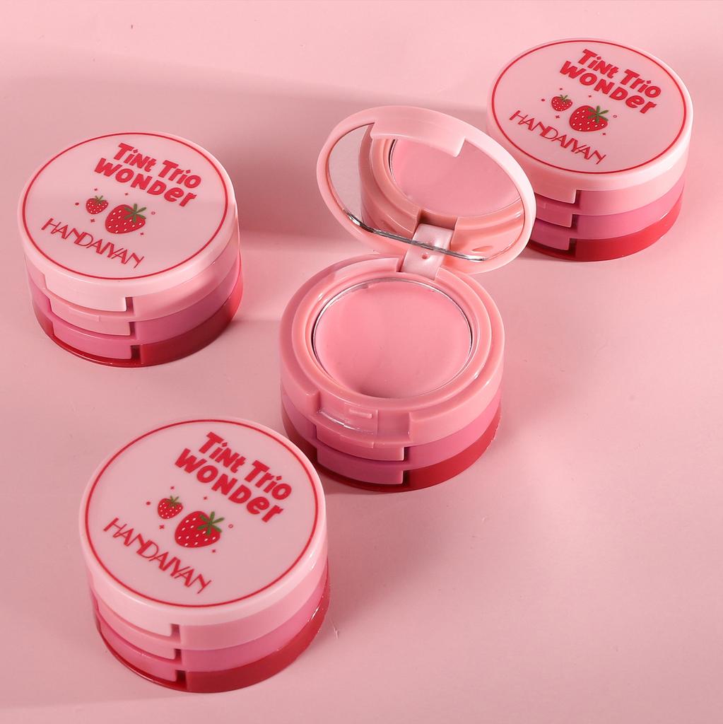 Трехцветная универсальная палитра румян, сексуальная осветляющая матовая грязевая помада для губ, водостойкая румяна, кремовая палитра румян для макияжа