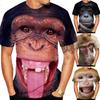 Casual Men's 3D Design Spoof Gorilla Funny Monkey T-Shirt Funny Pout Monkey 3D Printing Summer Short Sleeve Shirt Men