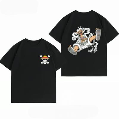 Clothing New 100% Cotton Breathable Summer T-Shirt One Piece Luffy Gear 5 Print Casual Streetwear Tops Unisex